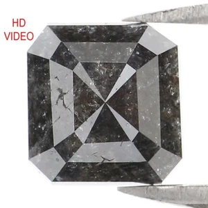 1.48 CT Natural Loose Radiant Cut Diamond 6.30 MM Salt And Pepper Diamond NQ1596 - Picture 1 of 8
