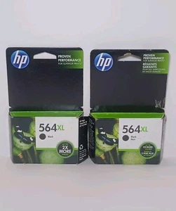 2 Genuine HP 564XL Black Ink High Yield Cartridge EXP 2014/2015 - Picture 1 of 9
