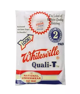 Whitesville Quali-T 2 Pack T-Shirt Off White Cotton 100 Heavyweight JP Mens L - Picture 1 of 10
