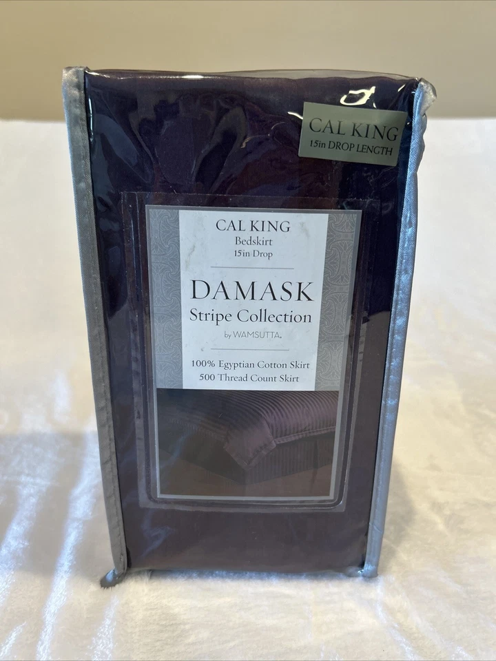 Damask Stripe Collection Wamsutta Cal King Bedskirt Potent Purple 15” Drop BBB