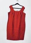 Jana Kos Womens 16 Sleeveless Sheath Dress Textured Red Striped Lining