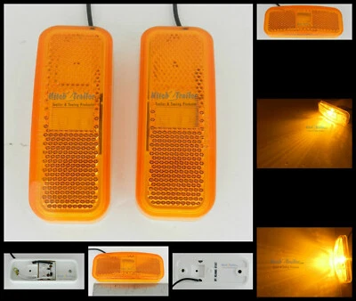 (2) 4" Amber Rectangle Surface Mount LED Clearance Marker Light 2 Diode MCL40AB1 Foto 1 de 2