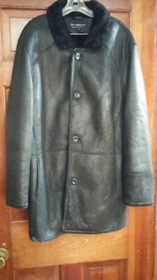 Abrigo Bod & Christensen Para Hombre Talla 44 Negro Piel de Oveja Bien Usado Foto 1 de 4