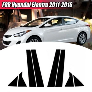 Para Hyundai Elantra 2011-2016 Negro Brillante Ventanas Pilar Postes Puertas Tapicería Cubiertas - Imagen 1 de 10