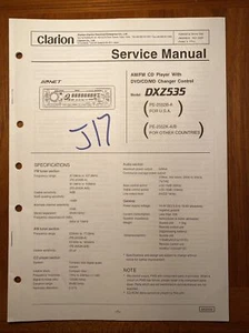 CLARION DXZ535 AM/FM STEREO CD PLAYER ORIGINAL SERVICE REPAIR MANUAL - Picture 1 of 1