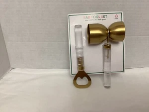 2-Piece Home Bar Tools Set Jigger & Bottle Opener Gold /with Handles Gift Set - Picture 1 of 8