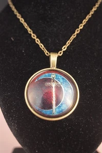 SWORD Cabochon PENDANT NECKLACE  Brand New! Fashion Jewelry  USA SELLER Elegant! - Picture 1 of 3