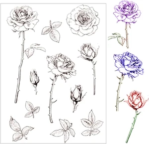 DIY Flowers Leaves Roses Rubber Stamps Clear Stamps for Card Making Decoration a - Picture 1 of 5