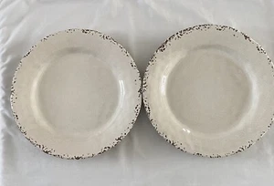 2 TOMMY BAHAMA BEIGE RUSTIC CRACKLE 100% MELAMINE 11" DINNER PLATES - Picture 1 of 3