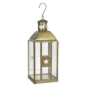 Lantern Brass/Glass With Star On Door Candle Holder Danish Design Ib Laursen - Picture 1 of 4