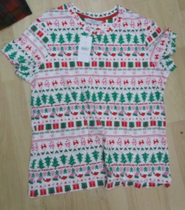 GEORGE WOMENS WHITE XMAS FAIRISLE STYLE DESIGN XMAS T-SHIRT SIZE 12 BNWT - Picture 1 of 3