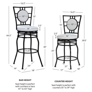 Linon Home Full Back Cushioned Bar Stool 40" in White/Black w/ Adjustable Height - Picture 1 of 9