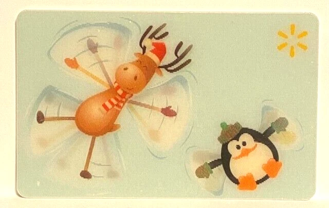 WalMart Lenticular 3D Penguin & Reindeer Snow Angels 2020 Gift Card FD-70311 - Image 1 of 1