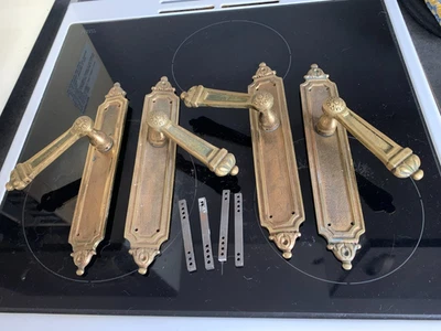 2 Anciennes Paire de Poignée de Porte Béquille  Bronze, Style Louis XV  7x7 Mm - Photo 1/4