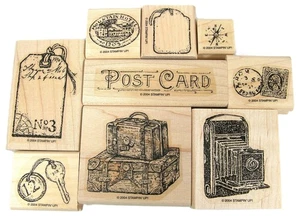 Stampin Up REISEPOST Holzhalterung Gummistempel 9er Set - Bild 1 von 2