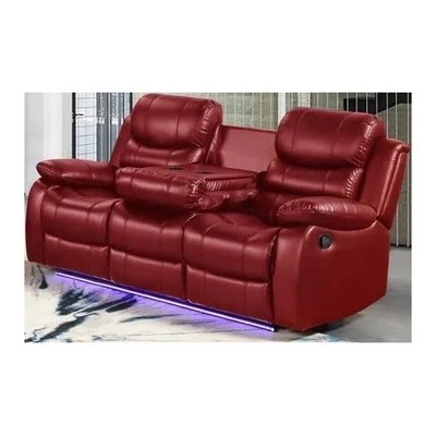 Orlando Collection Sofa Set LED Lighting Modern Living Room Sofa Burgundy - Image 1 of 3