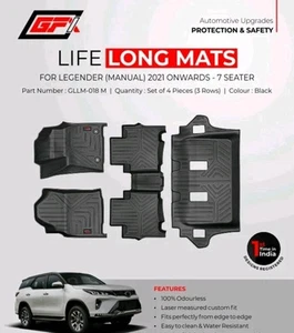 Life Long Foot Mats Compatible with Toyota Fortuner 2016 Onwards Automatic Black - Bild 1 von 3
