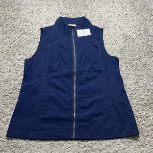 NWT Girl Scouts Blue Full Zip Vest Adult Womens Medium Pockets Cotton - Picture 1 of 6