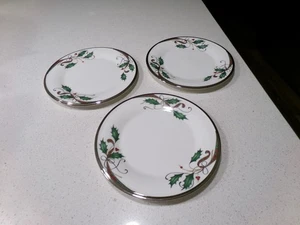 LENOX HOLIDAY NOUVEAU PLATINUM WHITE LOT OF 3 SALAD PLATES - Picture 1 of 4