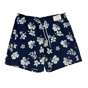 Hollister Badehose Herren XL dunkelblau weiß Blumen schnelltrocknend Volley Shorts - Bild 1 von 6