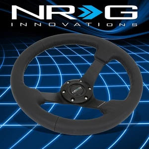 NRG Performance 330mm 3" Deep Dish Leather Grip Steering Wheel w/Horn Button - Picture 1 of 5