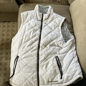 Free Country Women's Reversible Puff Vest XXL White And Black Sherpa - Picture 1 of 14