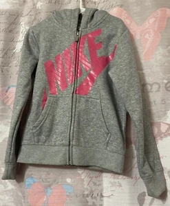 NIKE  Tech Fleece Cotton Blend Full Zip Gray Hoodie Jacket Girls Size 6X - Picture 1 of 13