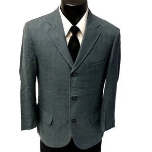 Vtg 50's Steel Blue Men's ROCKABILLY Sport Coat 3 BTN Jacket WOOL Blazer 37 R - Picture 1 of 5