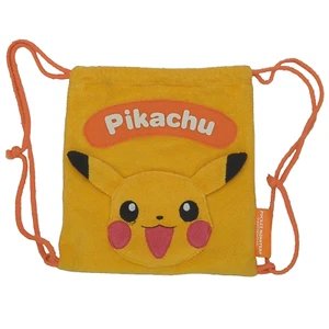 POKEMON Pikachu Draw String Backpack Yellow Terrycloth Cinch Sack Shoulder Bag - Picture 1 of 8
