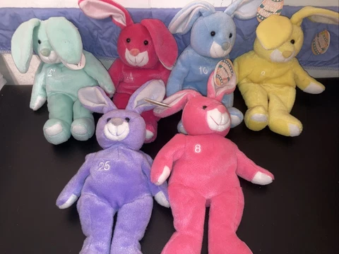 SALVINO'S BAMM Easter Bunny Baseball Beanie Baby Plushies Set Of 6 Cover