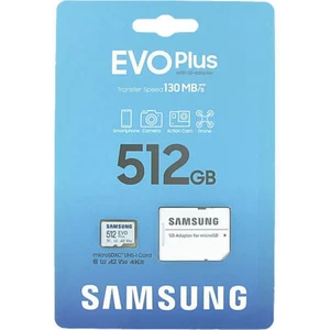 SAMSUNG EVO Plus 512GB MicroSD Micro Flash Karta pamięci z adapterem SD 130 MB/s - Zdjęcie 1 z 7