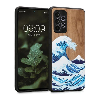 Cover compatibile con Samsung Galaxy A52 A52 5G A52s 5G legno e bumper TPU - Immagine 1 di 4