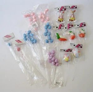 Easter Lot 14 Decorations Floral Picks Craft Bunnys Eggs and Egg Bell - Picture 1 of 12