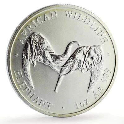 Zambia 5000 kwacha African Wildlife Elephant Fauna Matte silver coin 2002 - Image 1 of 4