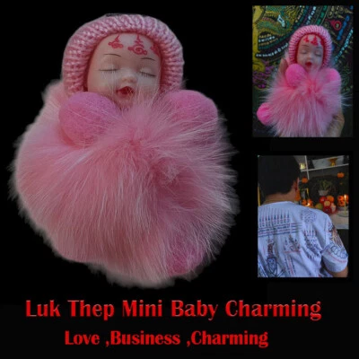 Amuleto Tailandés Luk Thep Spirit ฺMini Bebé Rosa Niña Completo Yant Matta Por Aj Amon 02 Foto 1 de 4