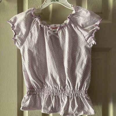 HANNA DIFFERENTSON NIÑAS PEQUEÑAS BLANCO/PÚRPURA LUNARES TOP LIGERO TALLA 100 (4) NUEVO SIN ETIQUETAS Foto 1 de 4