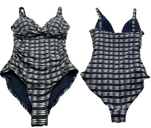 NIP TUCK Women One Piece Swimsuit Sz S Multi Fit Cup Blue White Vacation hb-6 - Picture 1 of 11