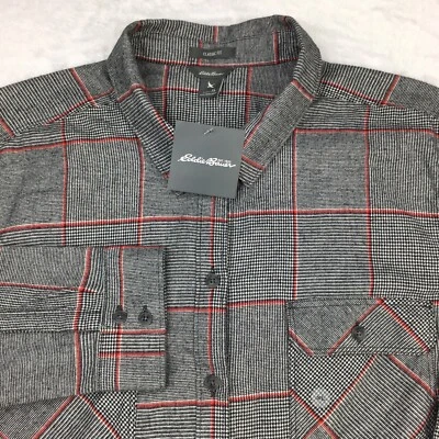 EDDIE BAUER Shirt Womens XL Gray w/Red Checks Classic Fit Dual Pocket NWT! - Image 1 of 4