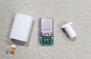 SPINA MASCHIO USB 3.1 TYPE C CONNETTORE VOLANTE SALDARE SCHERMATO BIANCO - Foto 1 di 3