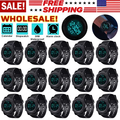 Lot Men's Military Sports Watch LED Screen Large Digital Waterproof Wristwatch - Image 1 of 4