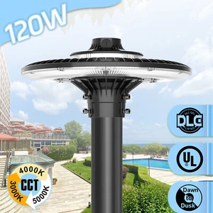 120W LED Post Top Light Dusk To Dawn Outdoor Yard Garden Lamp 3000-5000K 16800LM - Picture 1 of 12