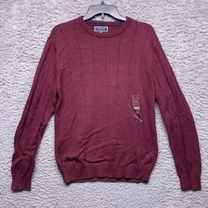 Club Room Sweater Mens Small Maroon Ribbed Knot Crew Neck Long Sleeve - Picture 1 of 5