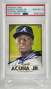 RONALD ACUNA JR. SIGNIERT 2018 TOPPS GALLERY #140 RC ROOKIE PSA/DNA EDELSTEIN 10 AUTO - Bild 1 von 2