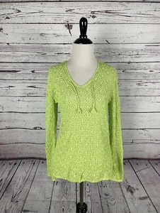 Neu Kuna by Alpaka V-Ausschnitt Strickpullover grün Größe Medium vorne Quaste Baumwolle - Bild 1 von 5