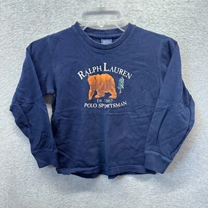 Vintage Ralph Lauren Shirt Boys Youth 6 Blue 90s Long Sleeve T Bear Cotton - Picture 1 of 13