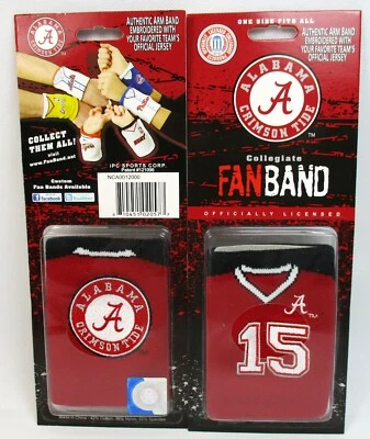 FANBAND Fan Arm Wrist Sweat Band Alabama Crimson Tide Jersey Roll Tide Can Cooler B-14