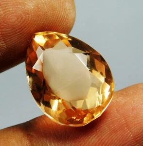 Natural 13.50 Ct Brazilian Orange Topaz Pear Cut Certified Loose Gemstone - Picture 1 of 5