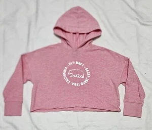 Old Navy Oversize Cropped Hoodie Girls 6-7 Sparkle Strawberry Vintage Raw Hem - Picture 1 of 7