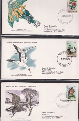 GRENDA 1978 3 FIRST DAY COVERS WILD BIRDS WWF WORLD WILDLIFE FUND + CARDS - Image 1 of 2