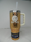 Buc-ees Yukon Outfitters Gold Leopard/Cheetah 40oz Tumbler w/Handle & Straw New!
